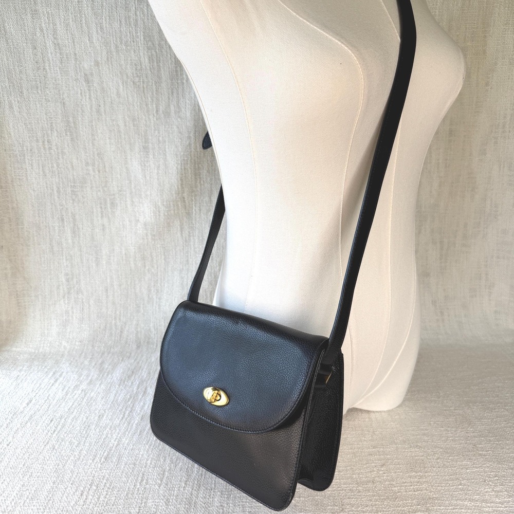 Vintage Coach Spence Bag‎ Black Leather Shoulder Bag Made in Italy - Picture 2 of 10